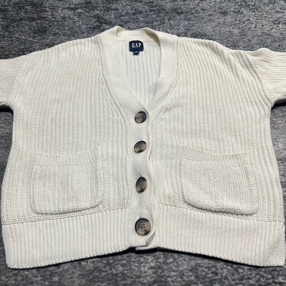 Vintage Gap Cardigan Knit Sweater Womens Small White‎ Grandma Core Preppy Y2K - Picture 4 of 7